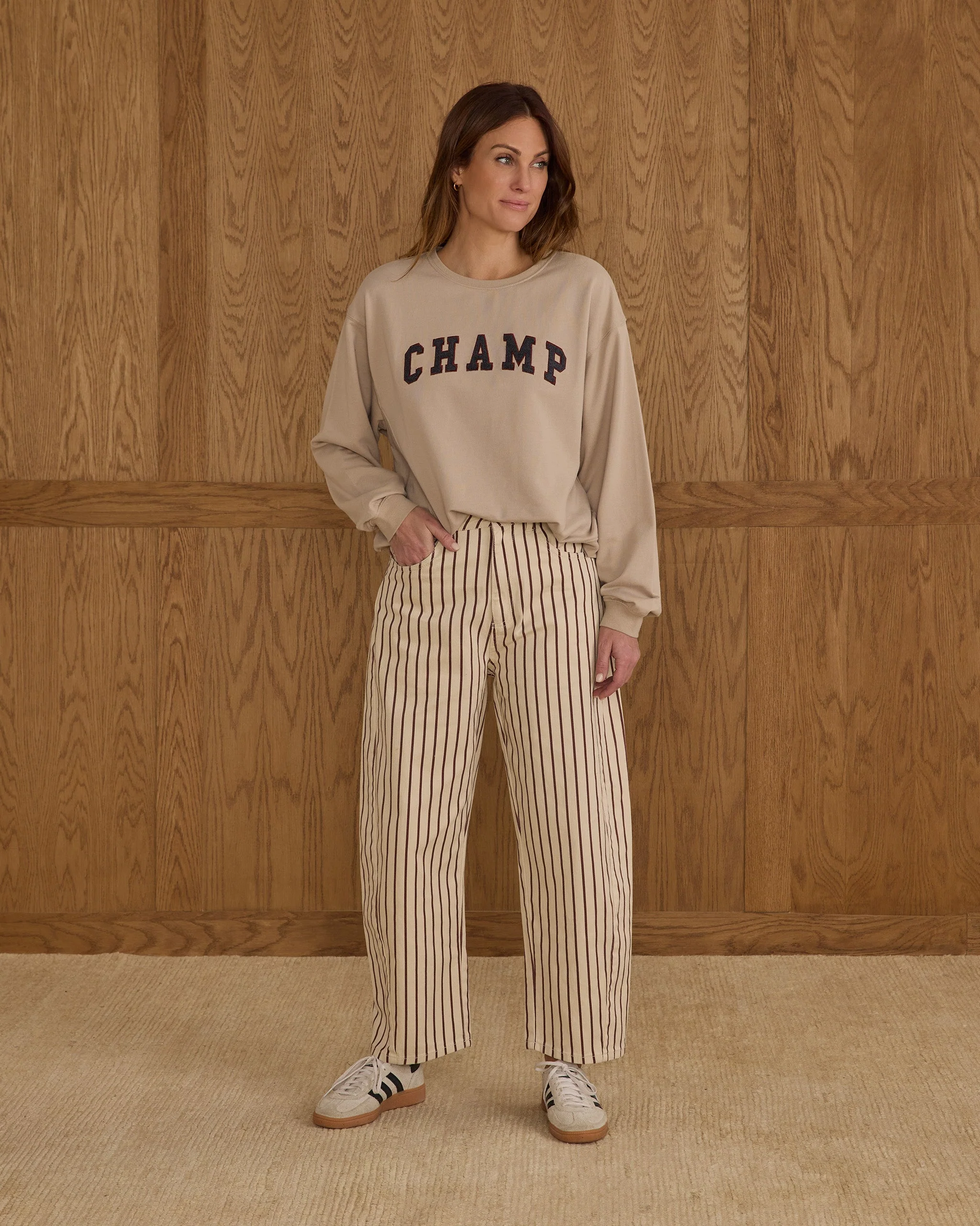 Barrel Pant | Burgundy Pinstripe - Image 3