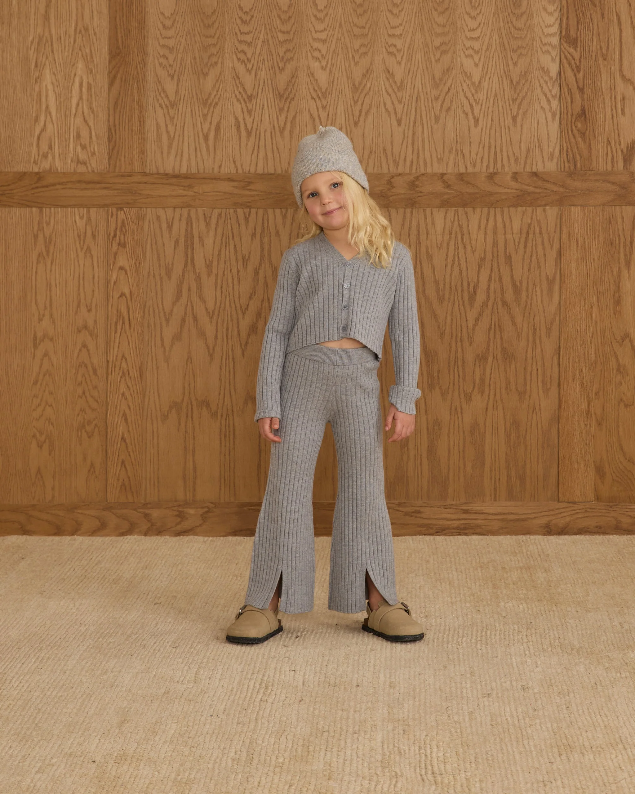 Flare Knit Pant || Dusty Blue - Image 2