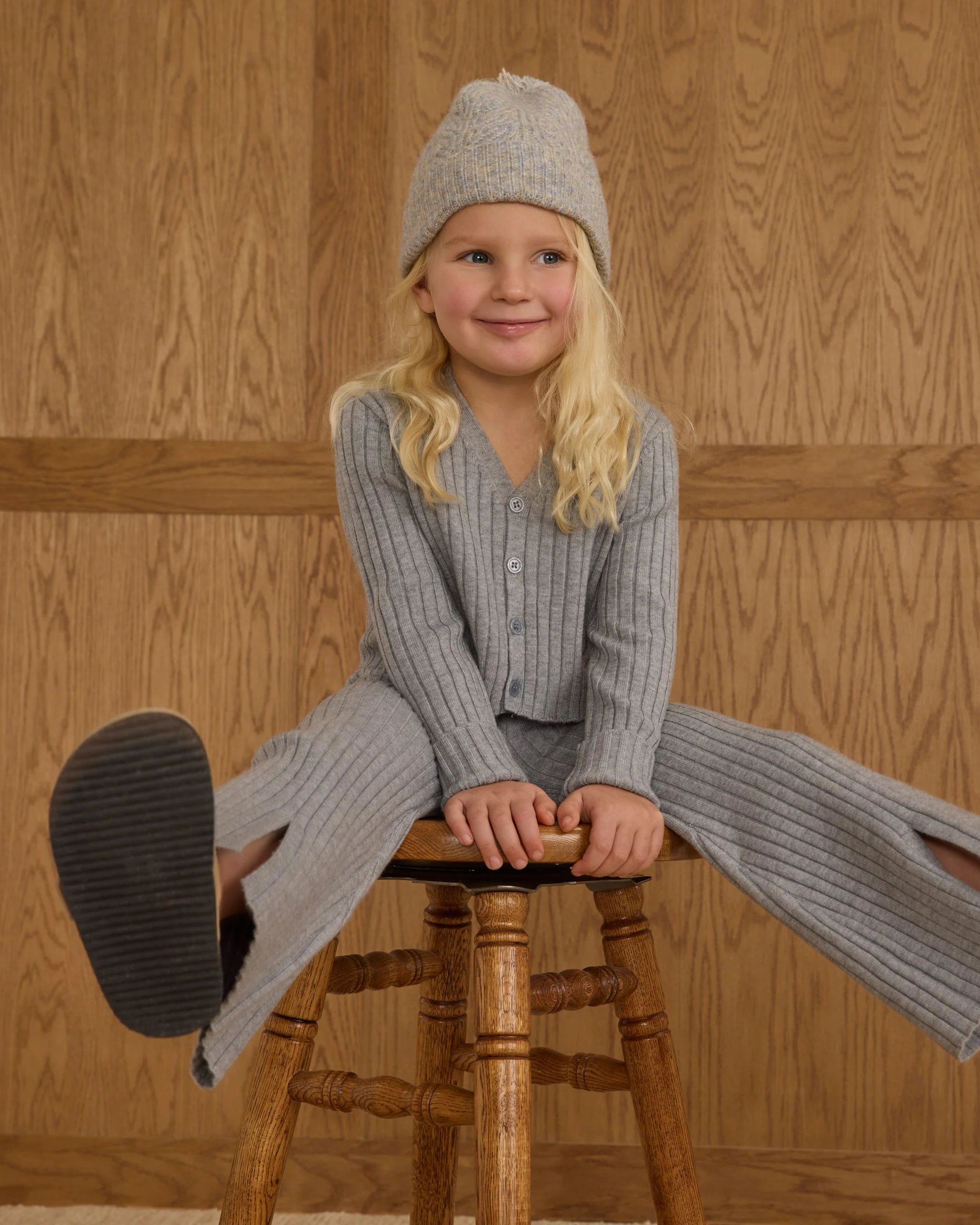 Long Sleeve Knit Button Top || Dusty Blue - Image 4