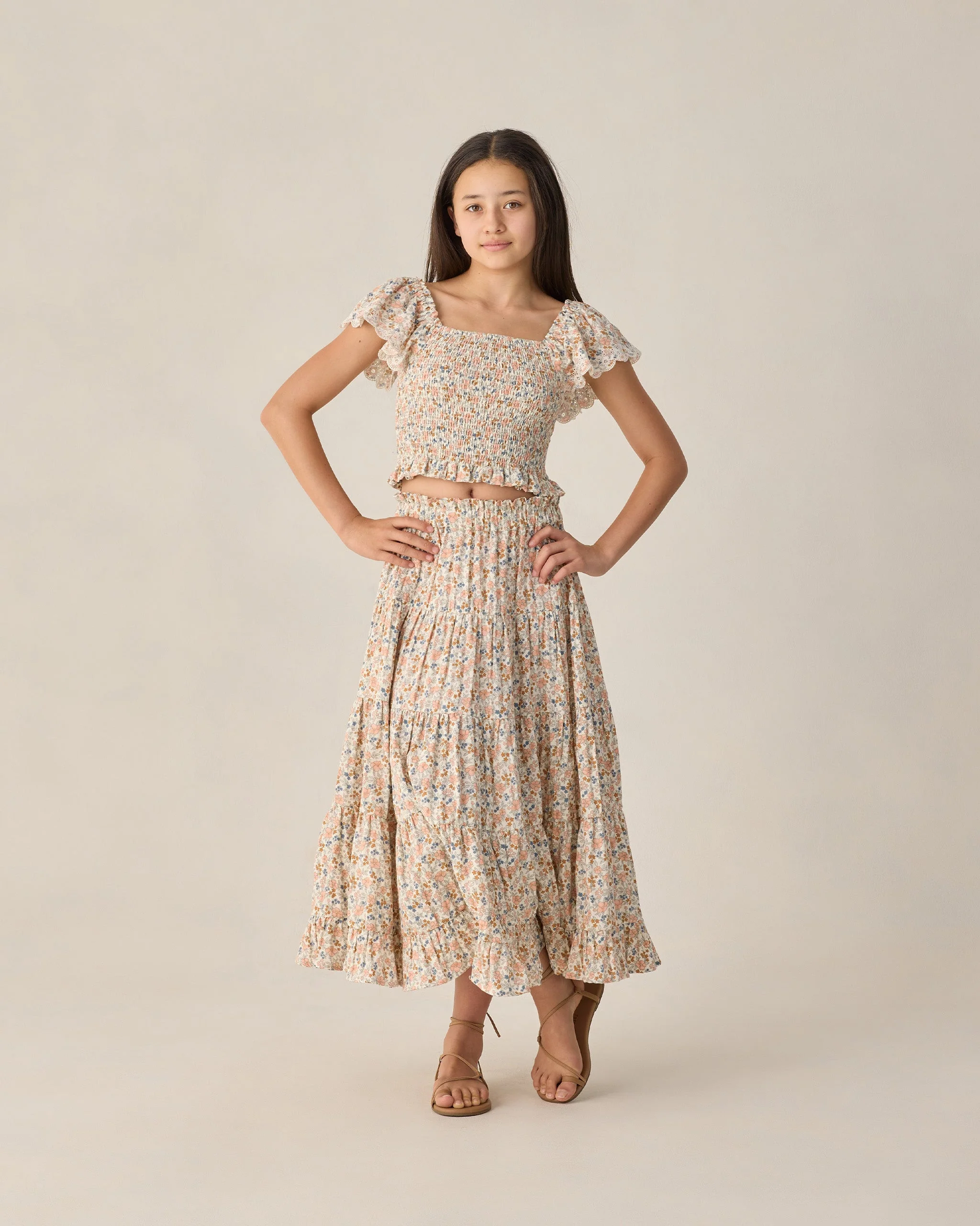 Teen Ruffle Tiered Maxi Skirt Flower Fields - Image 4