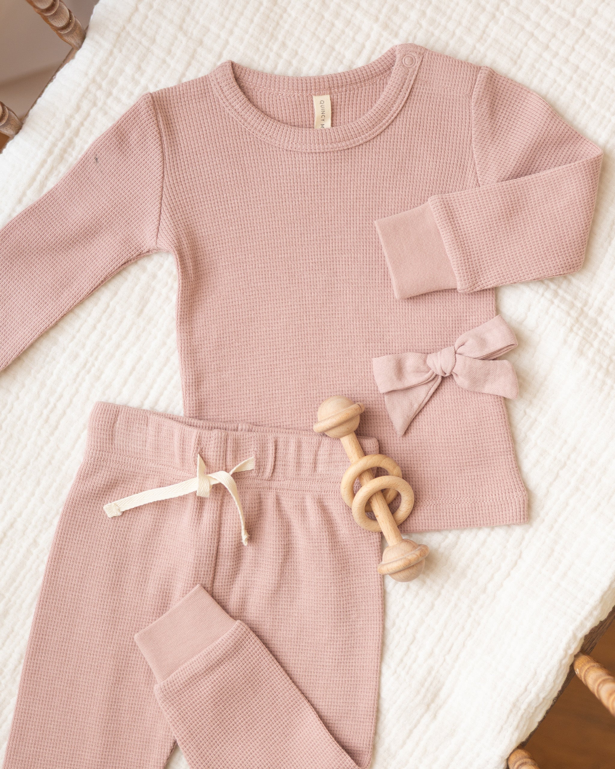 Waffle Top Pant Set Mauve - Image 6